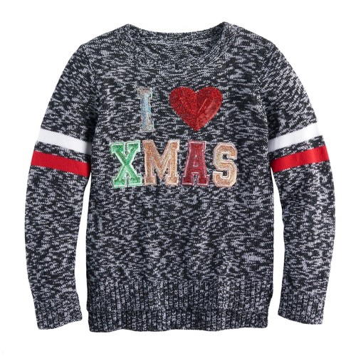 I Love Xmas Ugly Christmas Sweater Girl Juniors' It's Our Time L Large 14 1/2