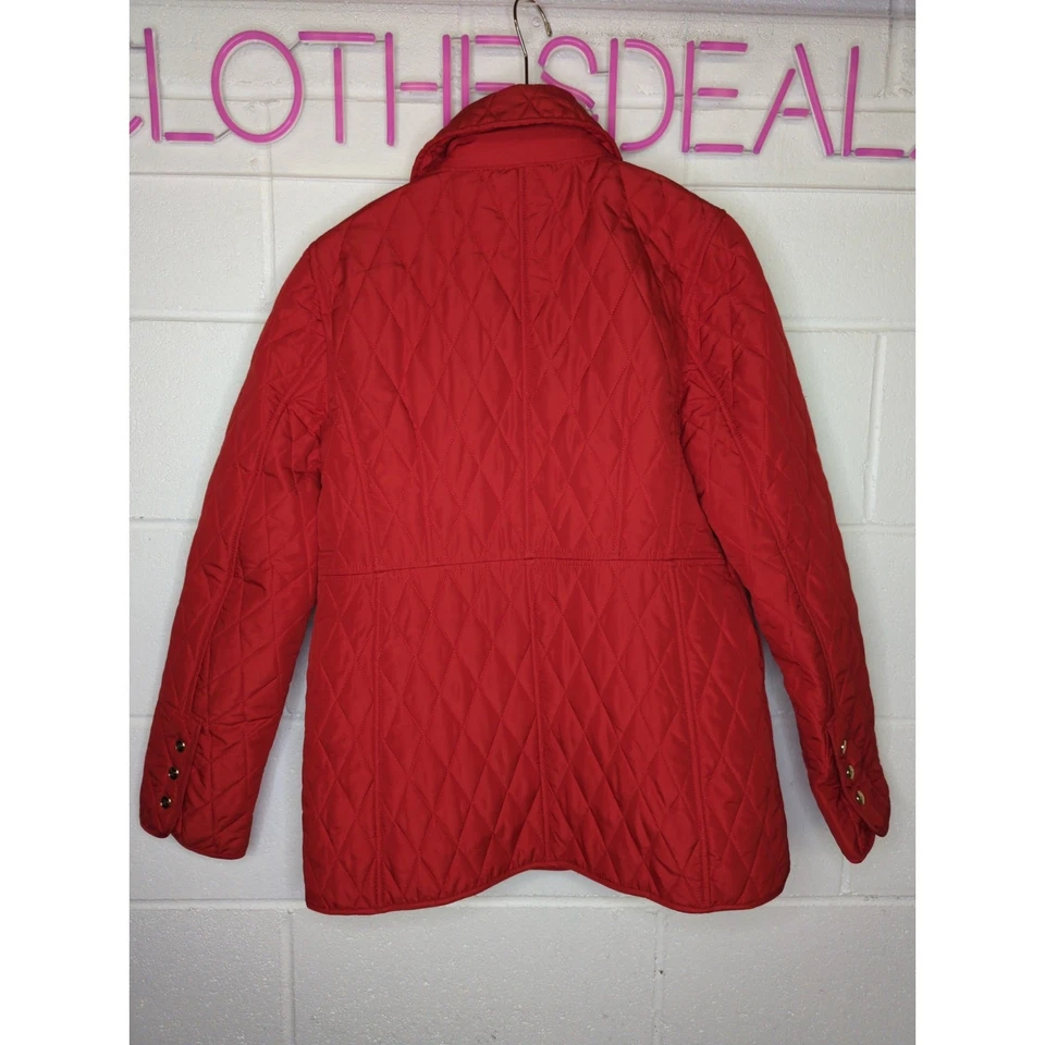 Nwt chicos 0/2 red puffer jacket quilted mid length leather outerwear wild poppy - Image 4 of 4