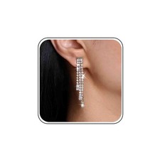 Vintage Rhinestone Tassel Earrings Wedding Chandelier Drop Earrings Long Crystal