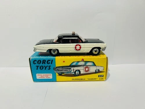 Corgi Toys 237 Oldsmobile Sheriff Car, Original Model, Repo Box, Vintage.