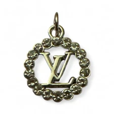 LV Silver & Rhinestone Pendant Zipper Pull 15MM