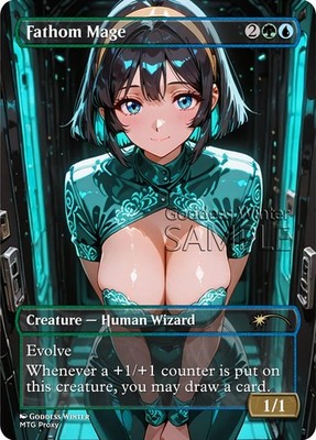 MTG - Fathom Mage - Fanart Borderless Style - EDH / Playtest