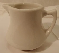 Vtg Hall Ceramic Made USA 3" Mini White Creamer Syrup Pitcher Restaurant Ware