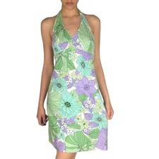 Ann Taylor Loft halter dress womens floral cotton multicolor size 0