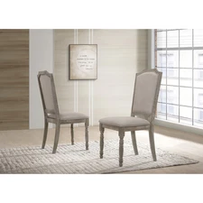 Roundhill Furniture Ferran Wood Upholstered Dining Chair in Grey Traditional