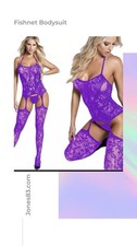 One Size Fits Most Fishnet Body Bodysuit Crotchless Halter Top
