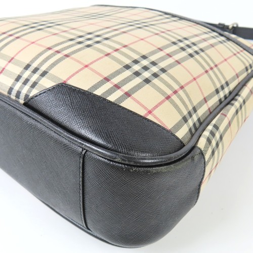 BURBERRY  Check Pattern Vintage Shoulder Bag beige canvas/leather Women 15108 - 第 3/12 張圖片