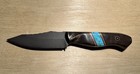 Half Face Blades Field Knife Jr - Walnut w/Turquoise & Mosaic Pins  — photo 4
