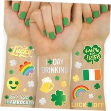 St Patricks Day Temporary Tattoos - 54 Glitter Styles Shamrock Supplies,