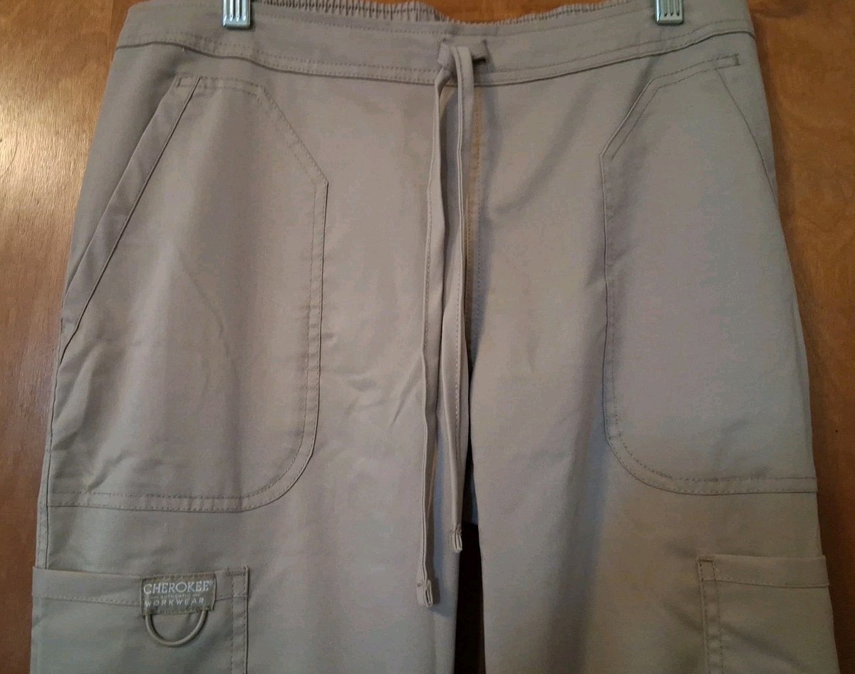 Cherokee Workwear Revolution Medical Scrub Pants Beige Women Size Small × 30" L View 4