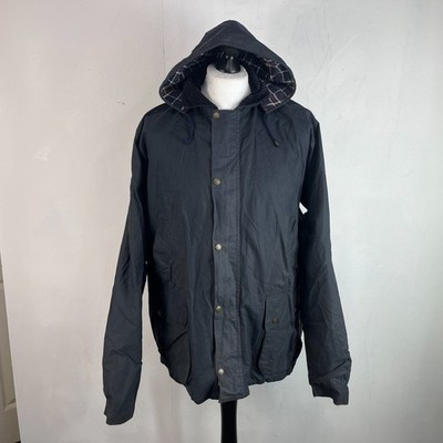 Royal Spencer Herren Wachs Jagd/Landwirtschaft Jacke in Schwarz mit Kapuze Gr. 54 (L)