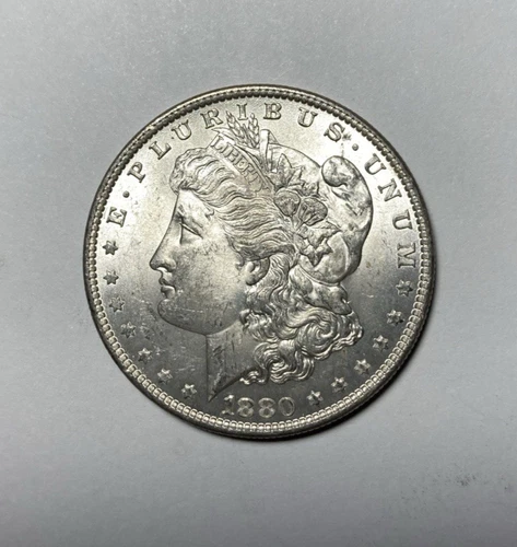 1880-O Morgan Silver Dollar Bright White BU+