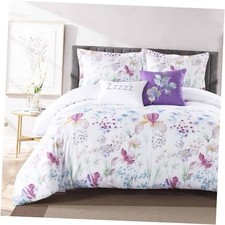 Duvet Cover Set  Green Leaf Print Pattern 3 Queen White Purple Blue Floral