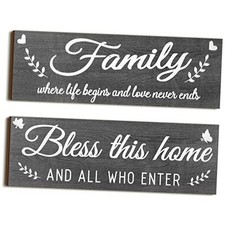 Wooden Family Signs Rustic Bless This Home Wall Decor Wood Family Dark Gray