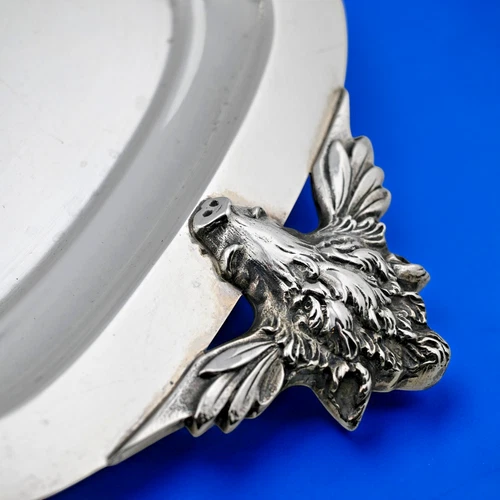 RARE Sterling Silver Reed & Barton 15" Tray Boar's Head Handles c1933 ~20.70ozt