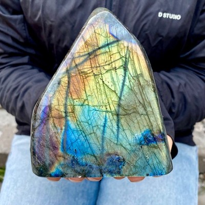 2.07LB Top natural Labrador flash moonstone quartz crystal mineral specimen