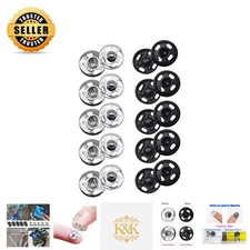 Durable Sew-On Snap Buttons: 100 Metal Fasteners 10mm in Stylish Black  Silver