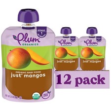 Organic Baby Food Pouch Just Mangos, Stage 1, 12 Pack, Healthy Snack