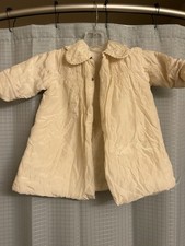 Vintage 70s Cream Baby Girls Coat with Lace Detail Size 6 Months