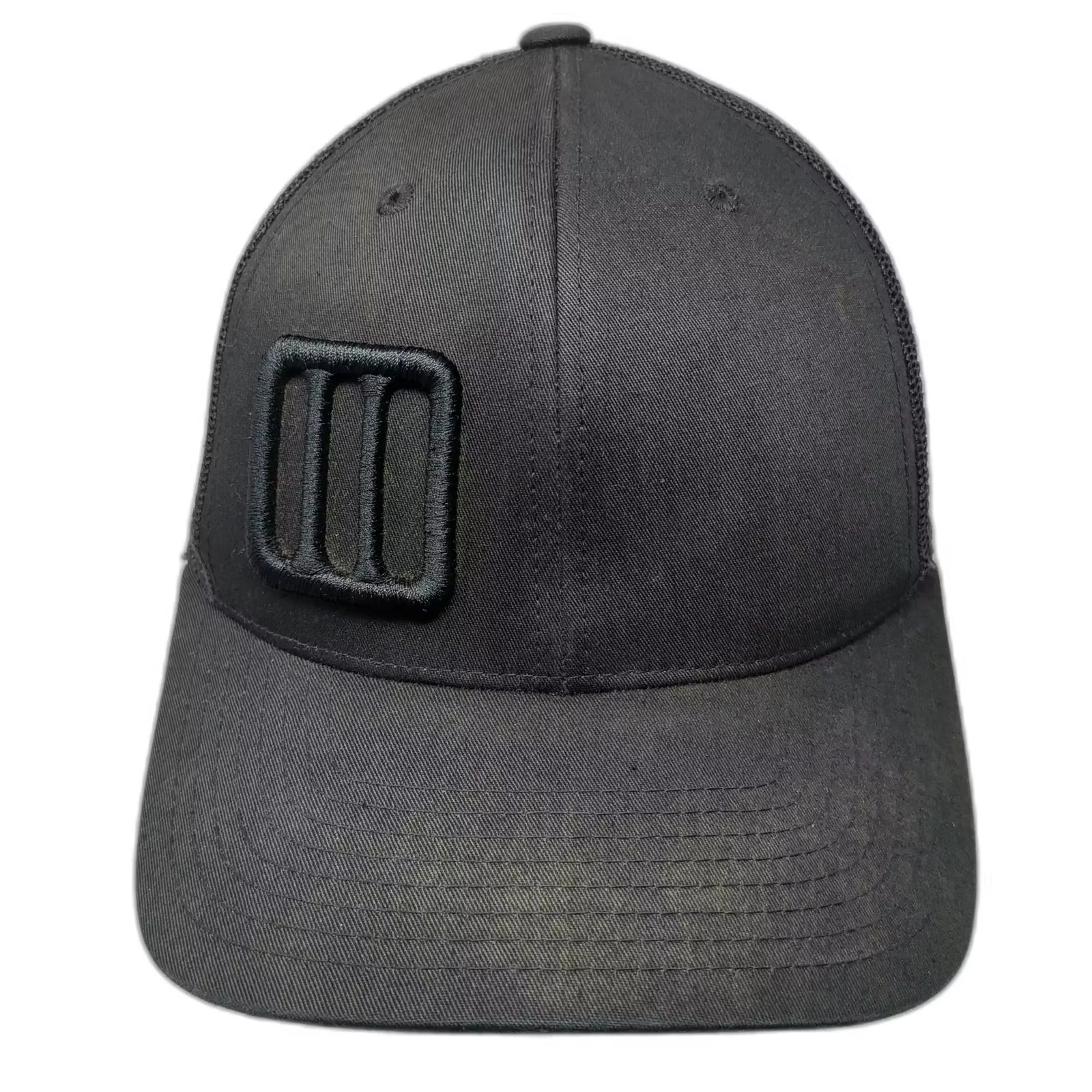 Yupoong Trucker Hat Black One Size Tonal Logo OS Snapback Hat Mesh Adjustable