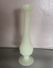 Vintage Fenton Custard Satin Uranium Glass Water Lyli Footed Swung Bud Vase