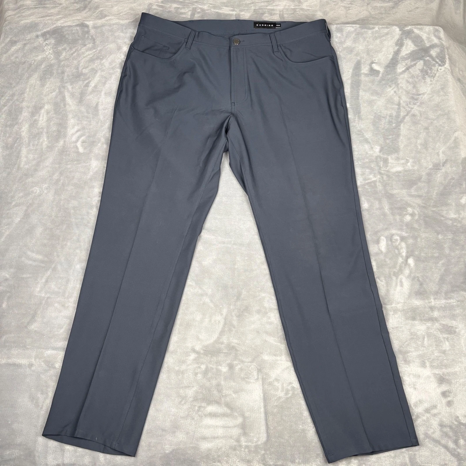 DUNNING Men's Charcoal Gray Performance Golf Pants 40x32 Flat Front Stretch