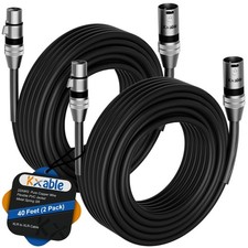 XLR to XLR Cable 40 Feet 2 Pack Multiple Premium XLR Microphone Cables Heavy ...