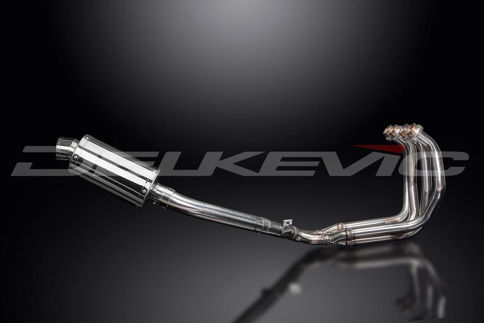 Delkevic Complete Exhaust with 9 Inch Oval Stainless Muffler to fit FZR600R - Image 3 of 4