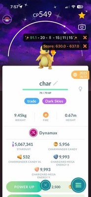 Pokémon G0 -- Shiny Dynamax Charmander Dark Skies Bg Max Final