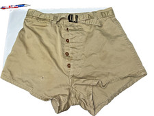 WW2 US Military Shorts 30 Belted Swim/Scuba/PT Trunks Khaki 1940s Button Fly