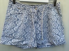 Primark blue white Shorts size 12 W34"  linen drawstring womens 
