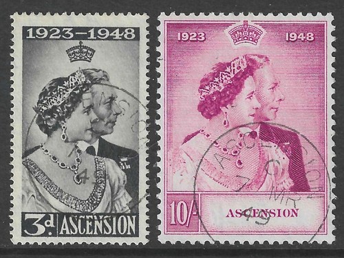 ASCENSION ISLAND 1949 Silver Wedding pair, FU CDS. SG 50/51. Cat.£50.
