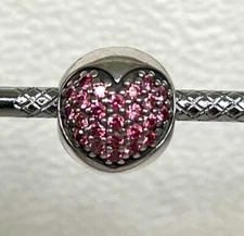 Authentic Pandora Love Of My Life Clip Whit Heart Pave Pink CZ Clip Charm!