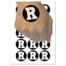 Letter R Uppercase Fun Bold Font Temporary Tattoo Water Resistant Body Art Set