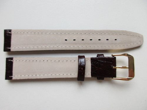Umber brown XL bark print 18 MM center padded leather watch band strap - Picture 5 of 5