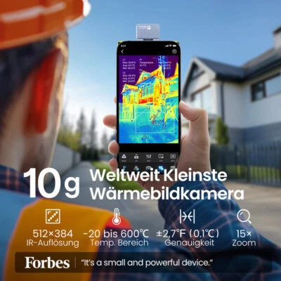 THERMAL MASTER P2 IR-Auflösung 512x384 Wärmebildkamera Android 600℃, ±1.5℃ Wartung Reparatur