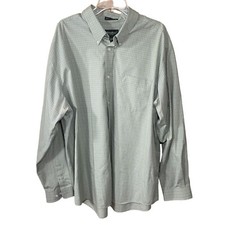 Eddie Bauer Button Front Shirt Green Plaid Men's Wrinkle Resistant Cotton XXL