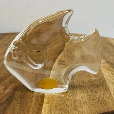 Fish Paperweight Genuine Lead Crystal 24% Made in Germany w Sticker Clear Sea