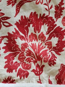 Pottery Barn Brick Red Floral Toss Throw Pillow Cover 18 Sq Linen