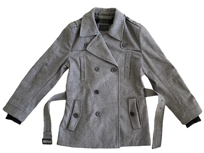 Jack Jones Mens Wool Blend Grey Marle Pea Coat Australia