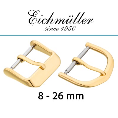 Dornschließe Ersatzschließe Gold Poliert 8 - 26 mm in Massiv/Schmal Eichmüller