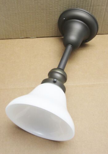 Vintage Antique Style SCHOOLHOUSE ELECTRIC Rod PENDANT Opal Shade Oil Rub Bronze