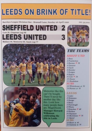 Sheffield United 2 Leeds United 3 - Leeds United 1992 campioni - stampa souvenir - Foto 5 di 5