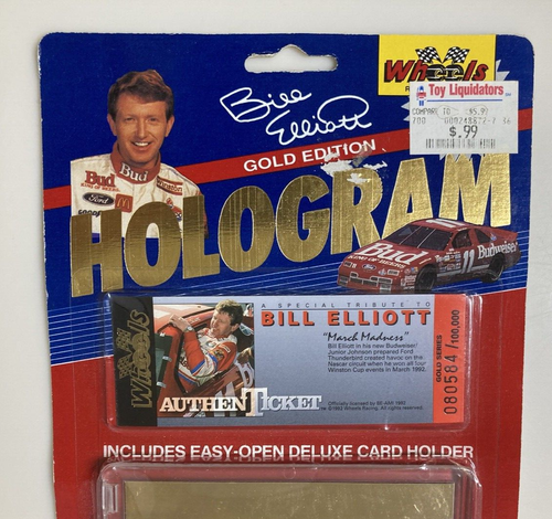 Bill Elliot Gold Edition 1992 Wheels Racing Hologram Card Authenticket Sealed - Picture 3 of 24