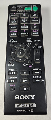 SONY RM-ADU138 AV Remote Control DAV-TZ140 DAVTZ140 HBD-TZ140 HBDTZ140 Tested