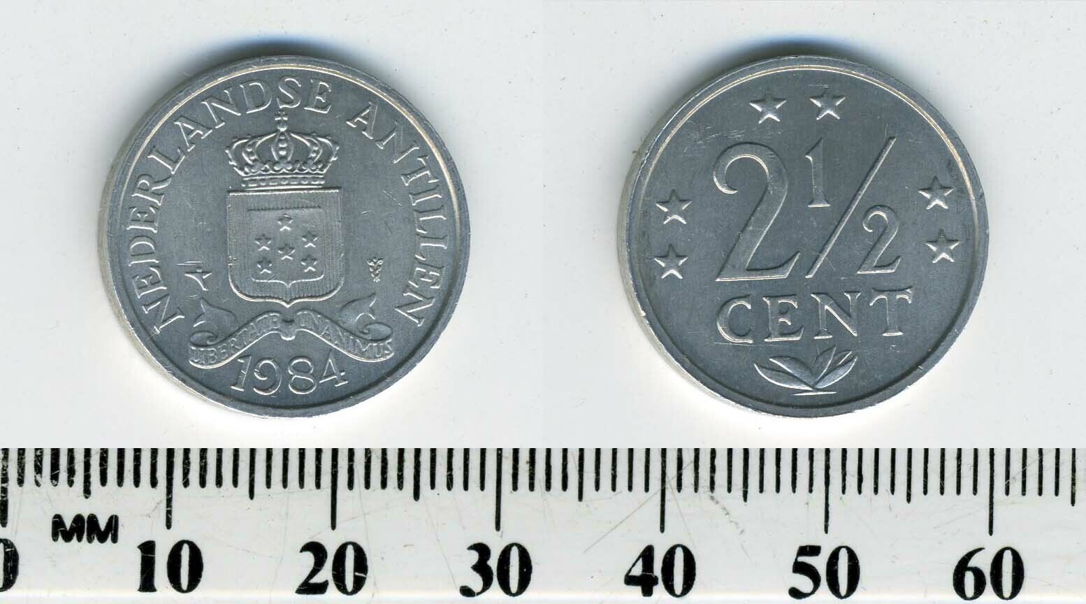 Netherlands Antilles 1984 - 2-1/2 Cents Aluminum Coin - Crowned