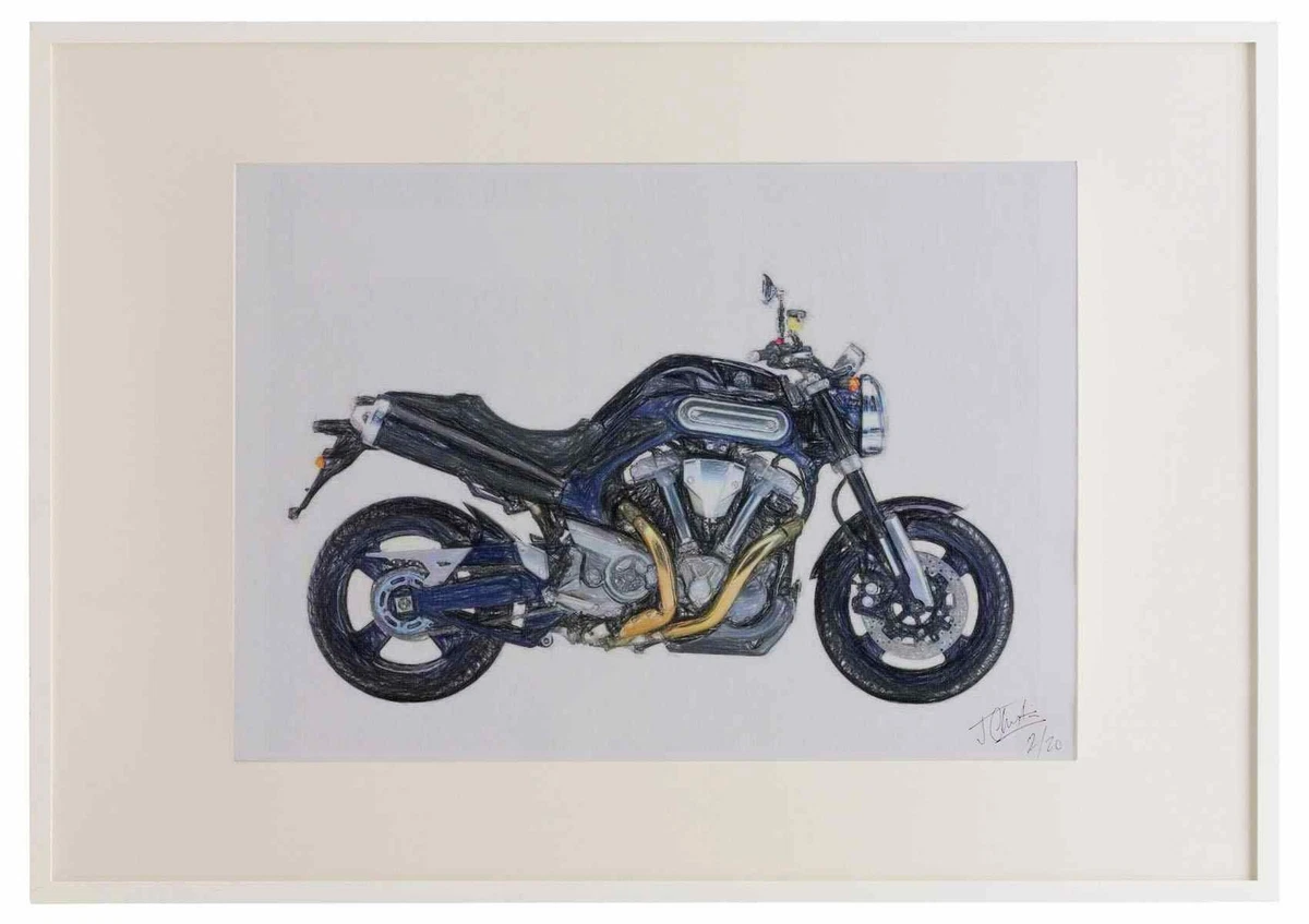 Yamaha MT 01 2005 A3 framed limited edition print drawing eBay