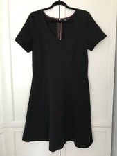 Icone by Simons Classic Little Black Flare Dress Back zip Short sleeves size L