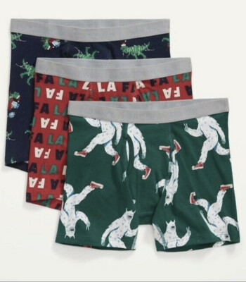 Old Navy Men s Soft-Washed Built-In Flex Boxer Briefs 3-Pack Xmas Size Medium