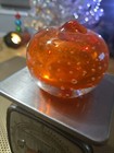 Vintage Kreiss Hand Blown Apple Paperweight Orange Art Glass Bubble JJ#8 — photo 3